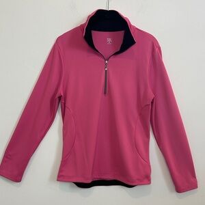 Tail Vibrant Pink 3/4 Zip Long-Sleeve Golf Top w/Black Trim Size Medium